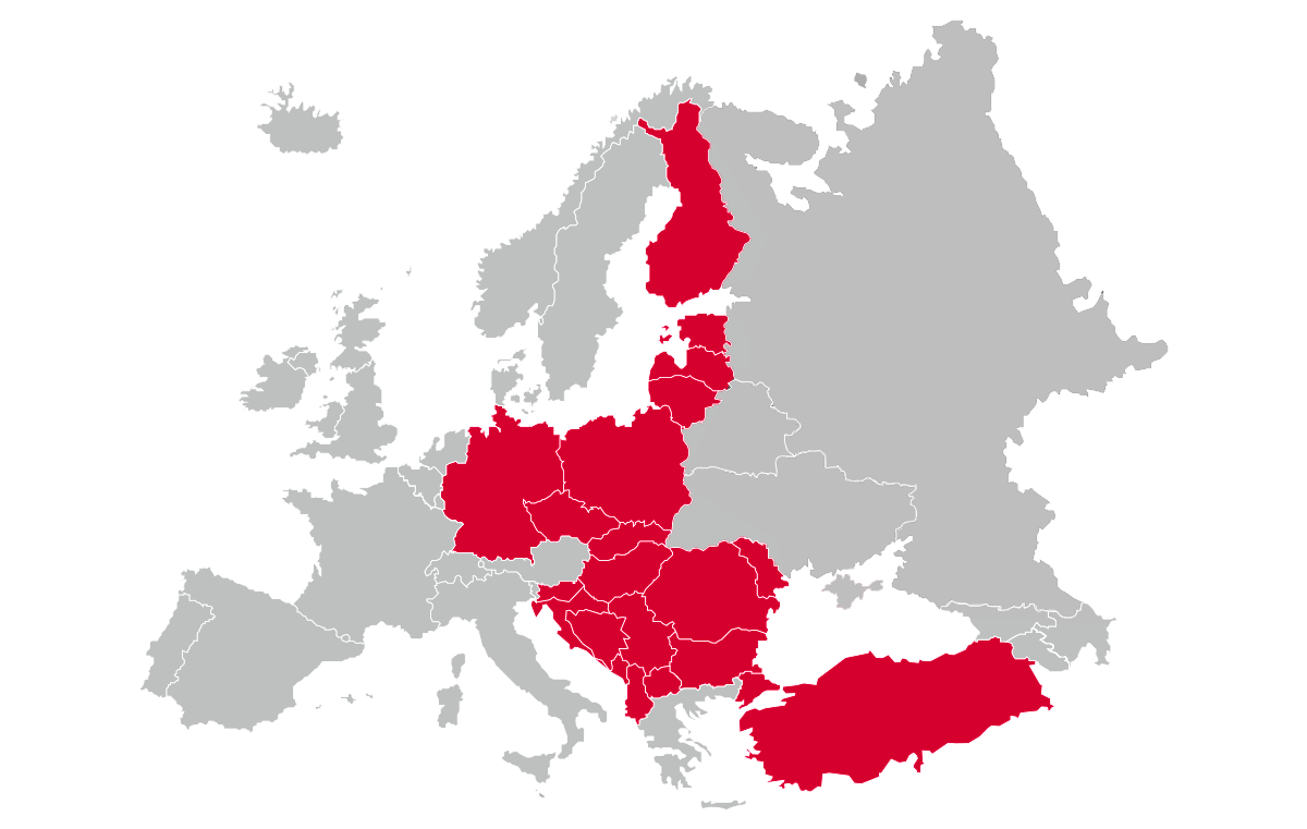 Europakarte mit Destinationen