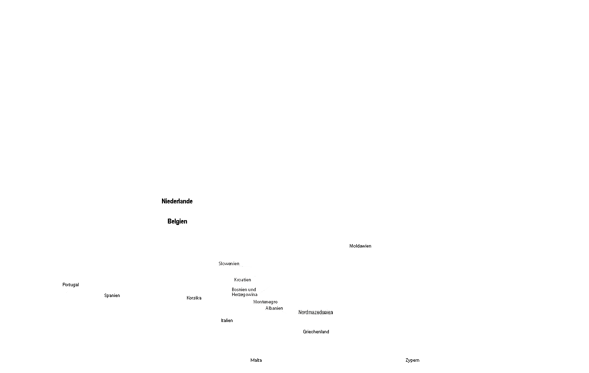 Europakarte mit Destinationen